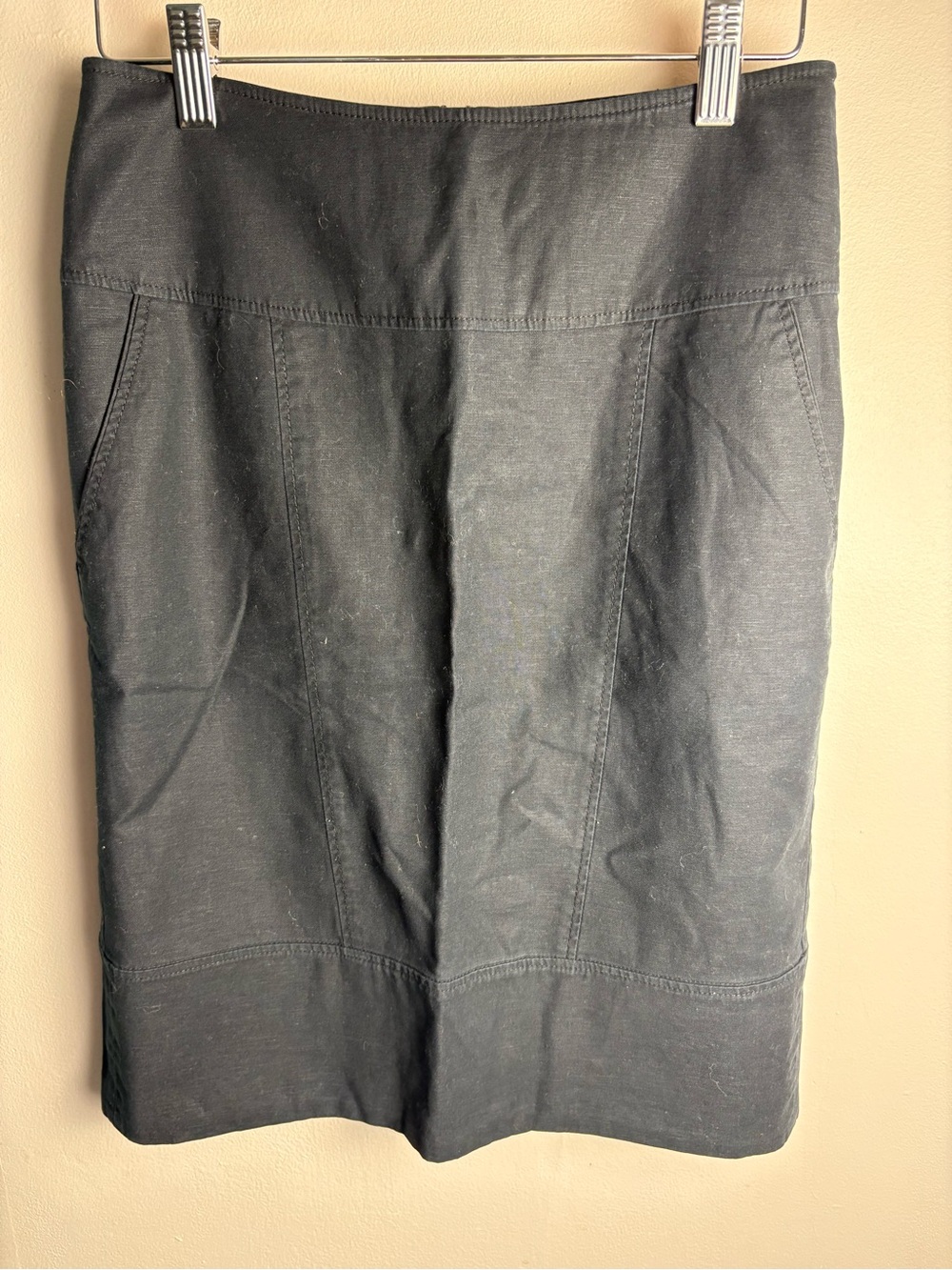 Jacob Black Pencil Skirt Cotton/Linen Blend Size 1/2